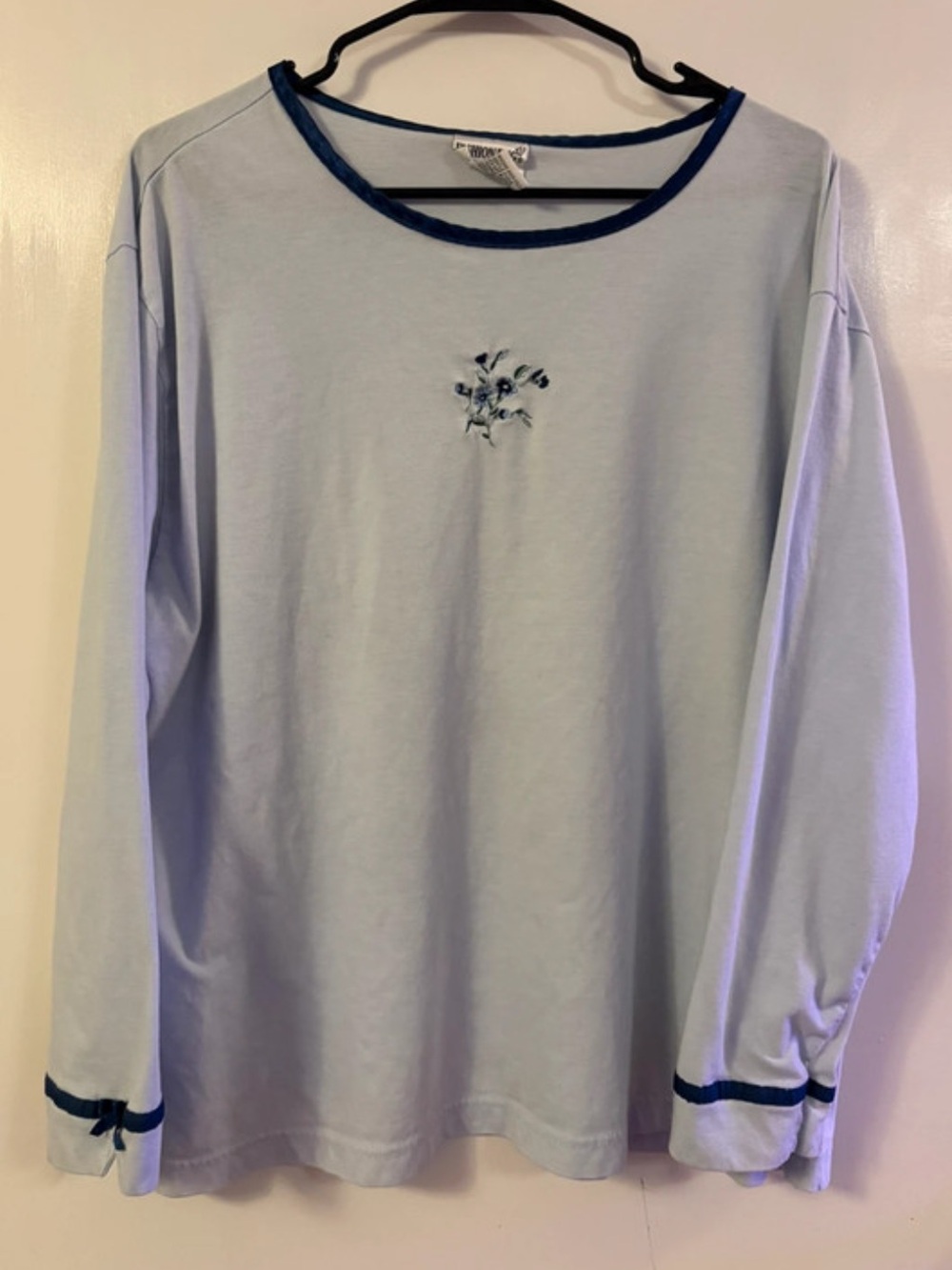 Fashion Bug Light Blue Long Sleeve with Navy Trim